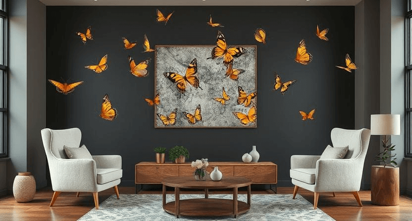 Papillons dans un salon